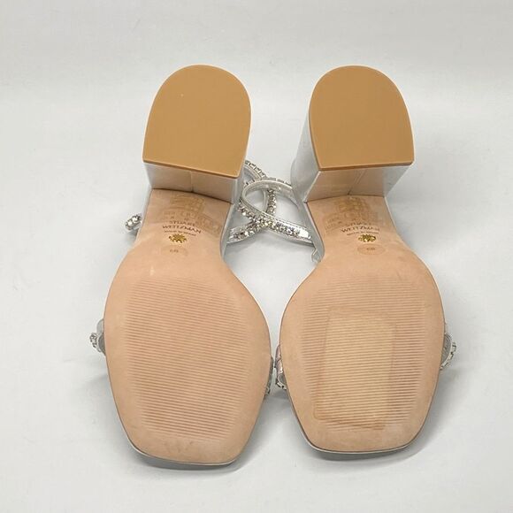 Stuart Weitzman Embellished Metallic Leather Sandals size 6 - Picture 10 of 11